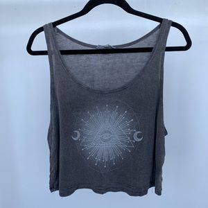Grey Jersey Knit Graphic Tank Tee
